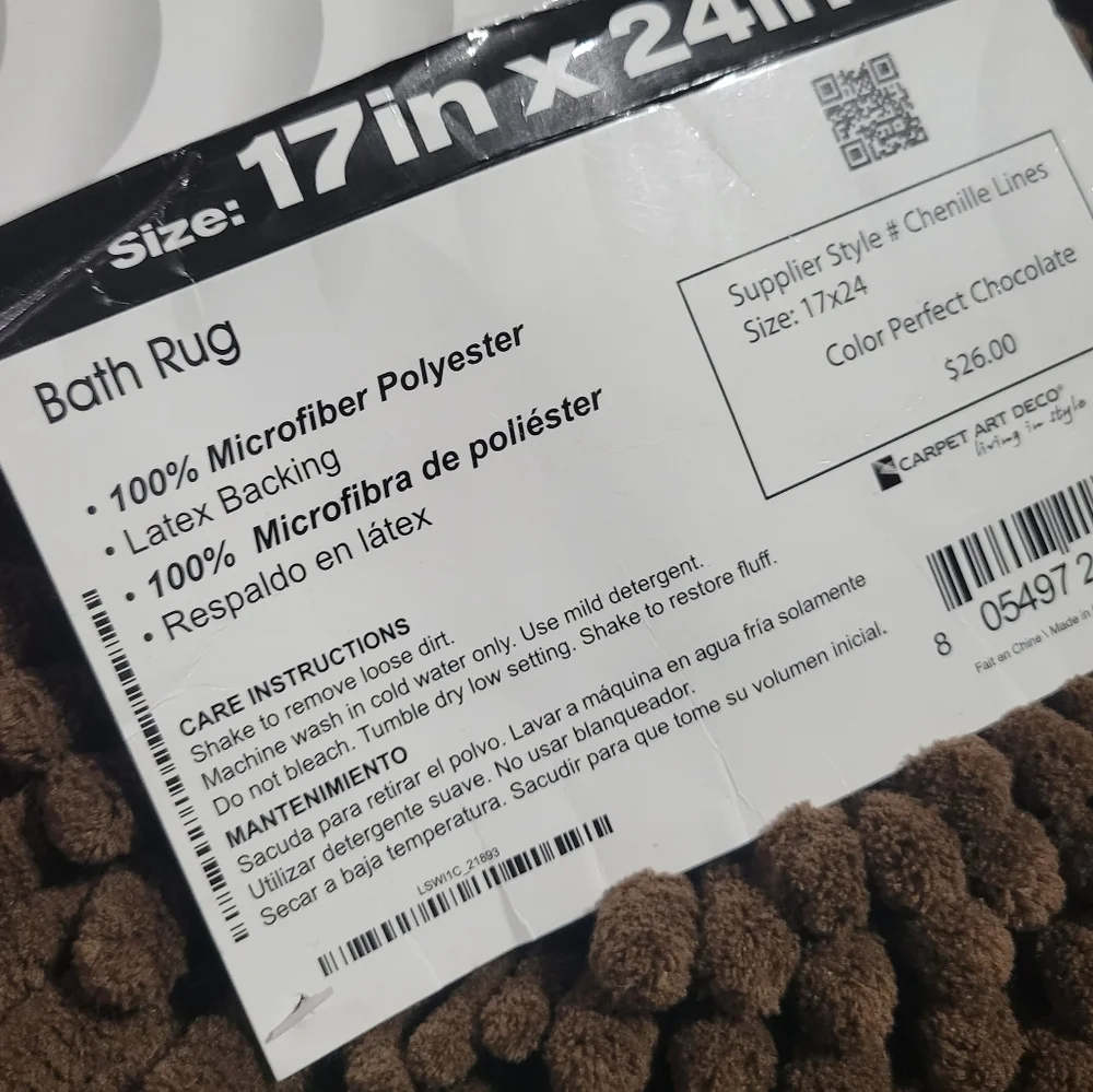 Pair of Chenille Plush Bath Mat Rug in Chocolate, 17